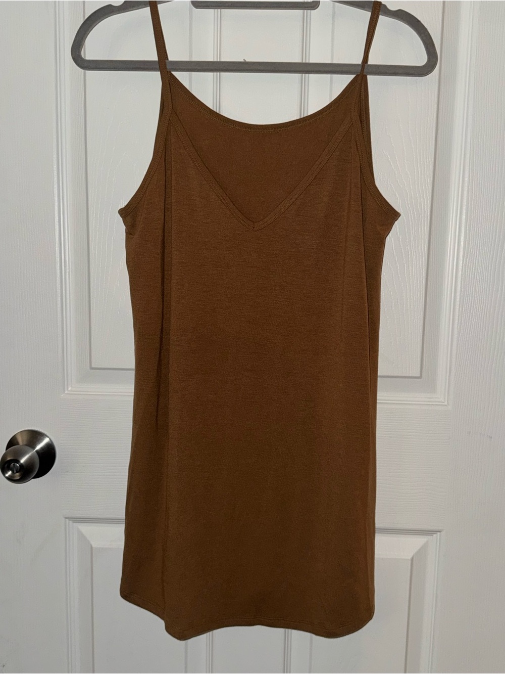 Sleek Brown V-Neck Spaghetti Strap Camisole